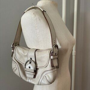 Vintage Coach Mini Soho Leather Shoulder Bag-White